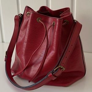 AUTHENTIC ❤️ Louis Vuitton Shoulder Bag Noe Red Epi Used LV Handbag Vintage